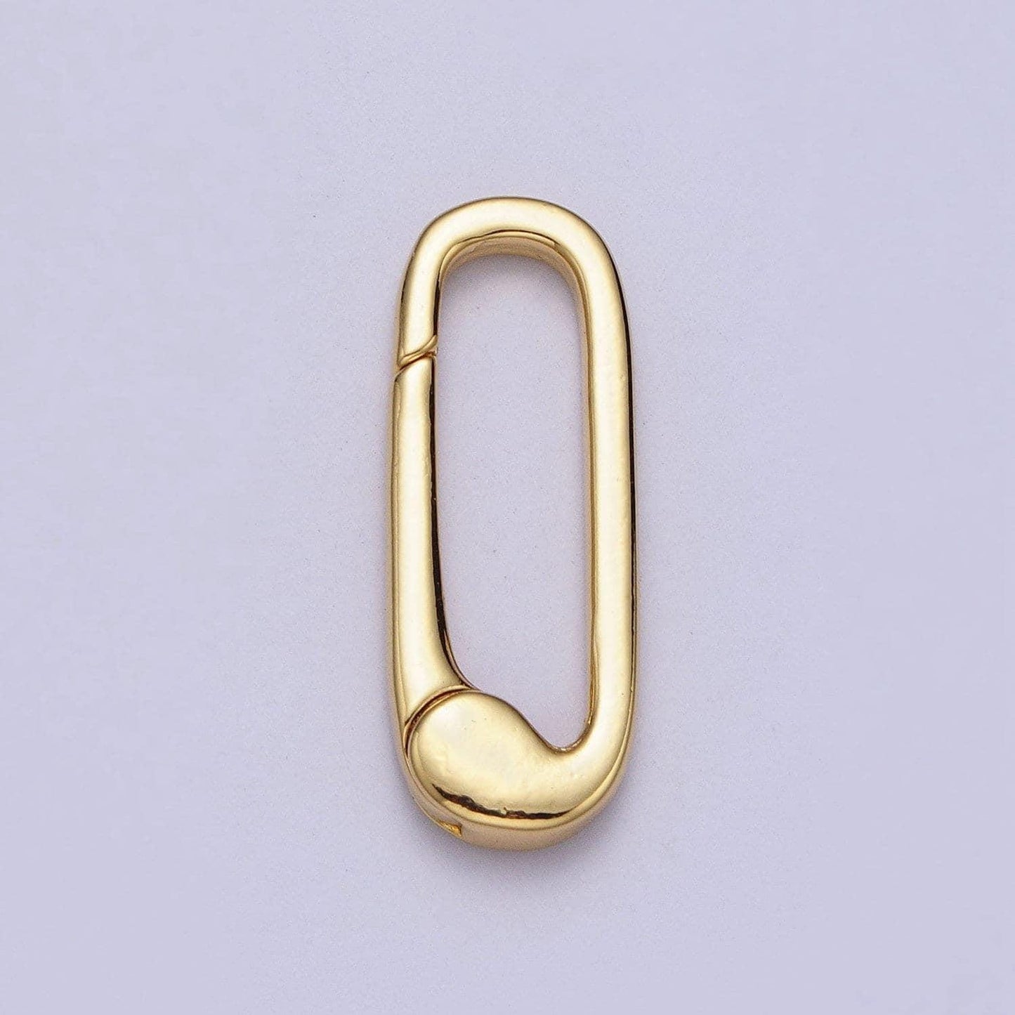 Gold push in oval clasp for charm holder clasp pendants, 23.8x8.9mm, clasp enhancer necklace component z-38