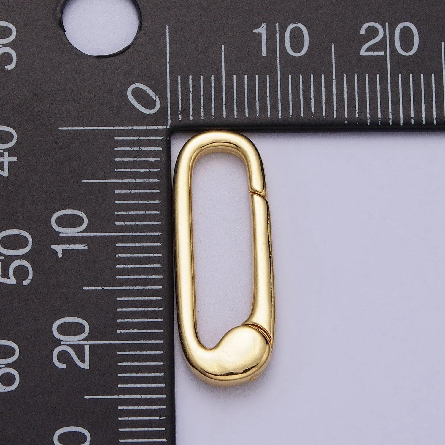 Gold push in oval clasp for charm holder clasp pendants, 23.8x8.9mm, clasp enhancer necklace component z-38