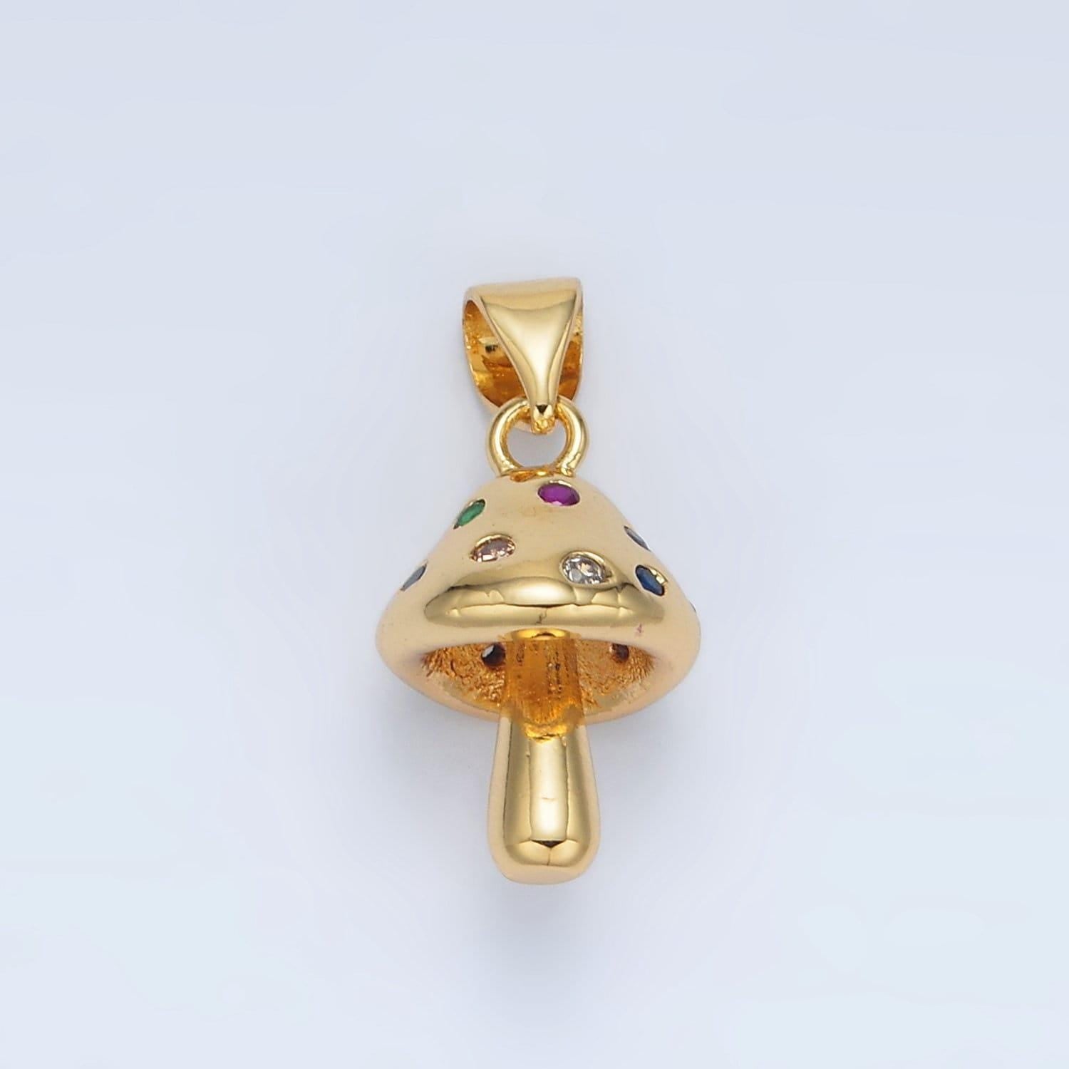 Gold mushroom charm small unique magic mushroom pendant jewelry gift idea for bracelet necklace supply component diy jewelry aa1407