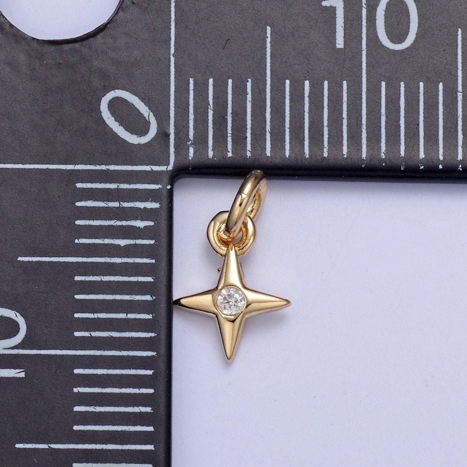 Tiny north bright stars charm cz charm in gold micro pave cz bright stars celestial charm for diy earring bracelet necklace | n-428