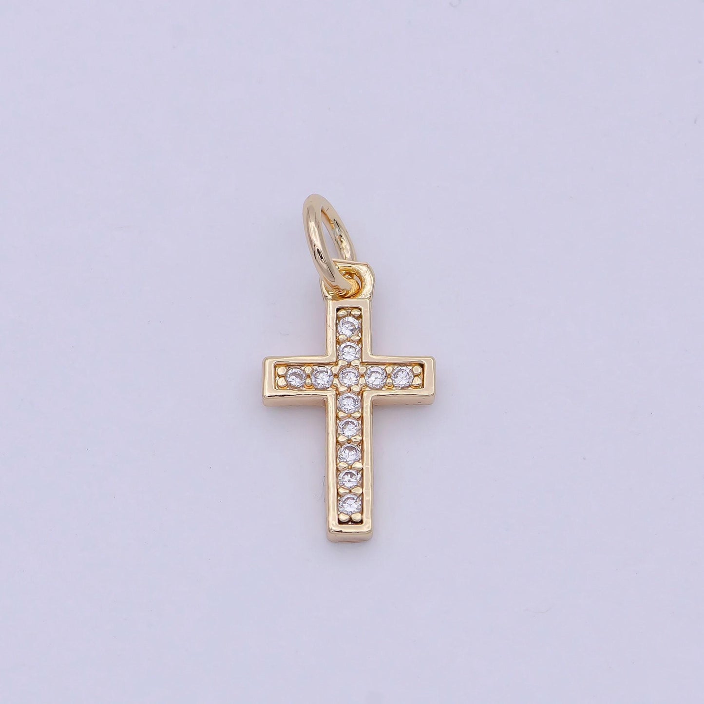 18k gold filled cross charm minimalist religious jewelry supply christian catholic jewelry findings w-177