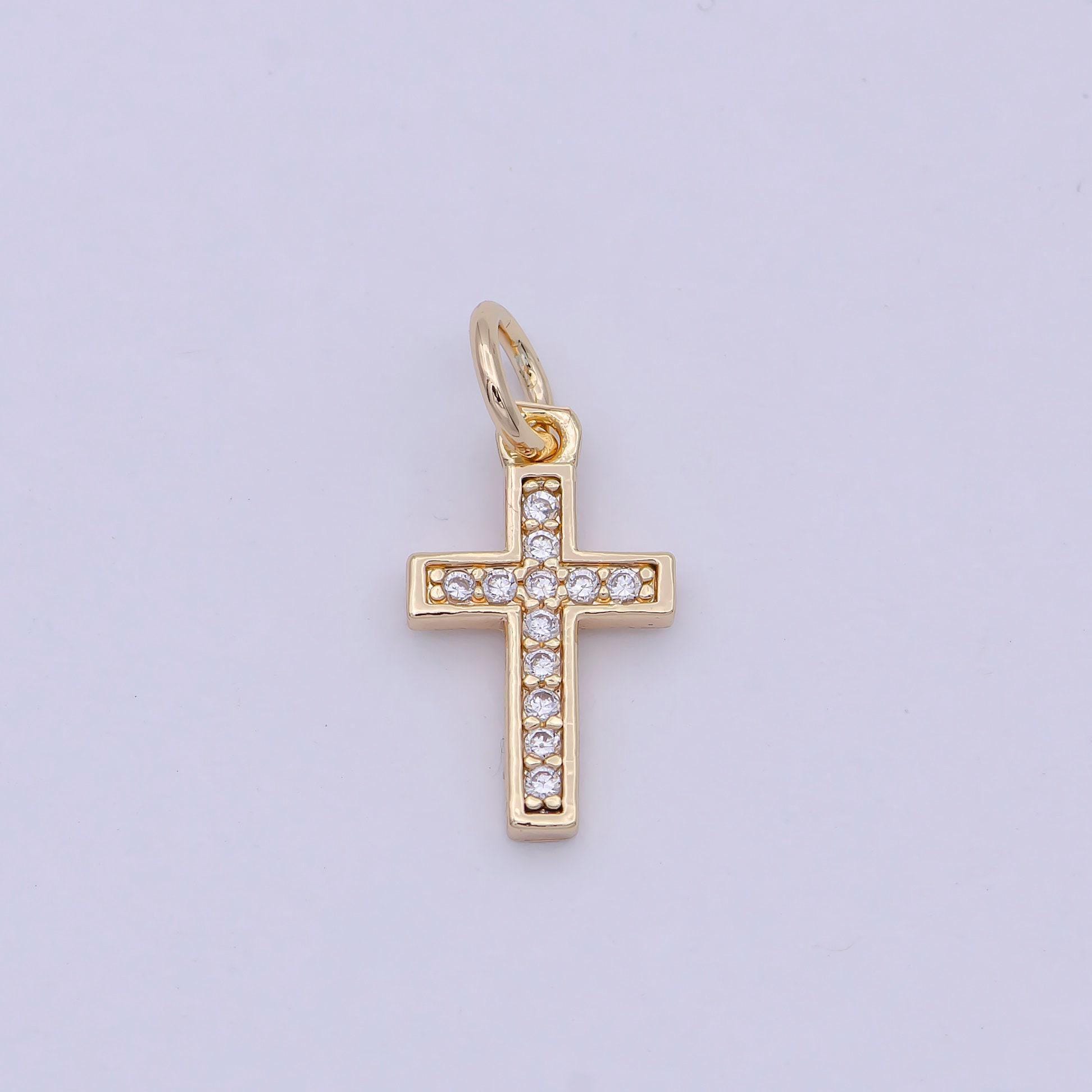 18k gold filled cross charm minimalist religious jewelry supply christian catholic jewelry findings w-177