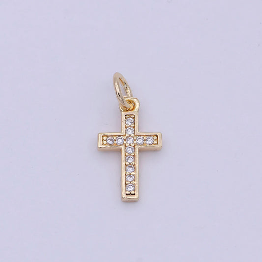 18k gold filled cross charm minimalist religious jewelry supply christian catholic jewelry findings w-177