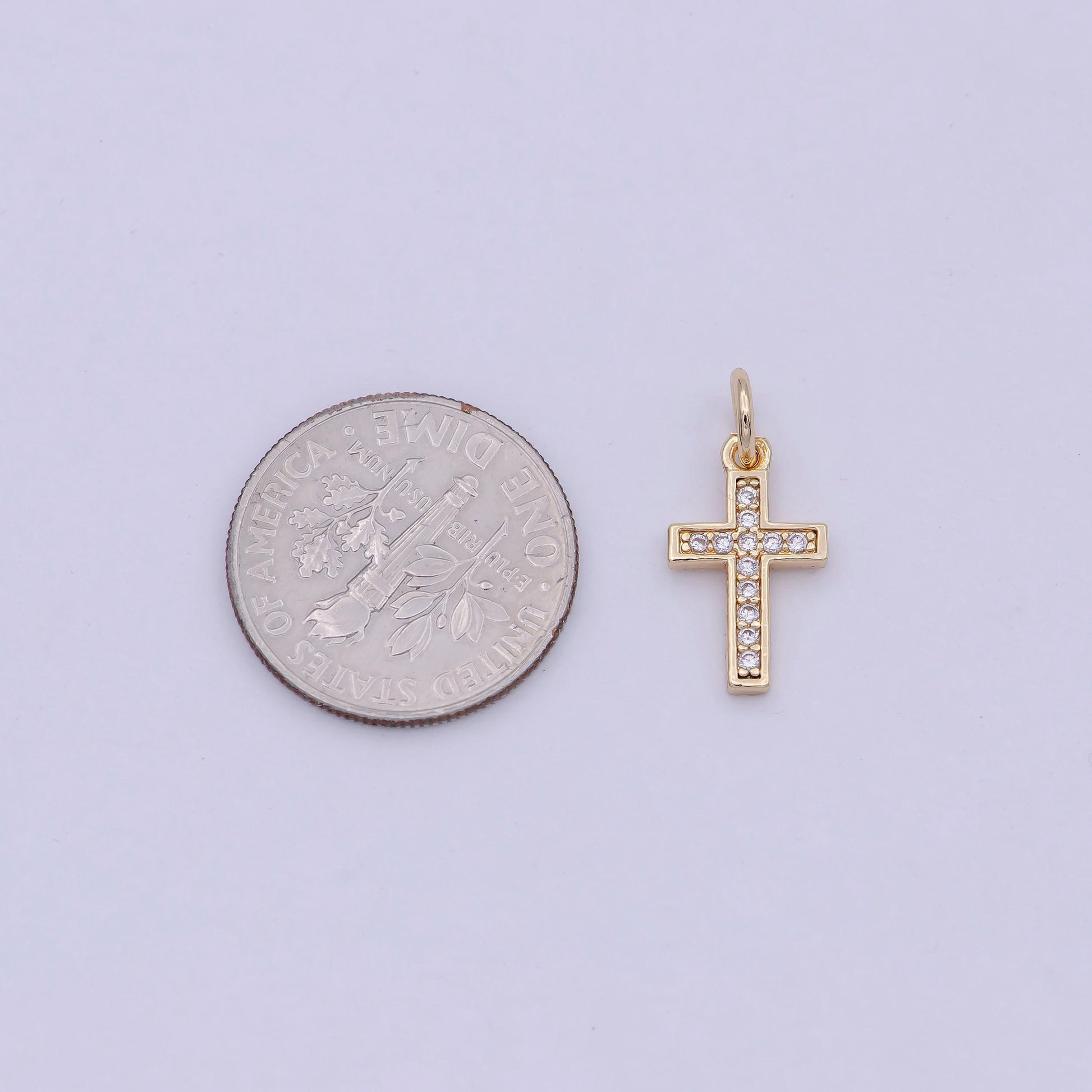 18k gold filled cross charm minimalist religious jewelry supply christian catholic jewelry findings w-177