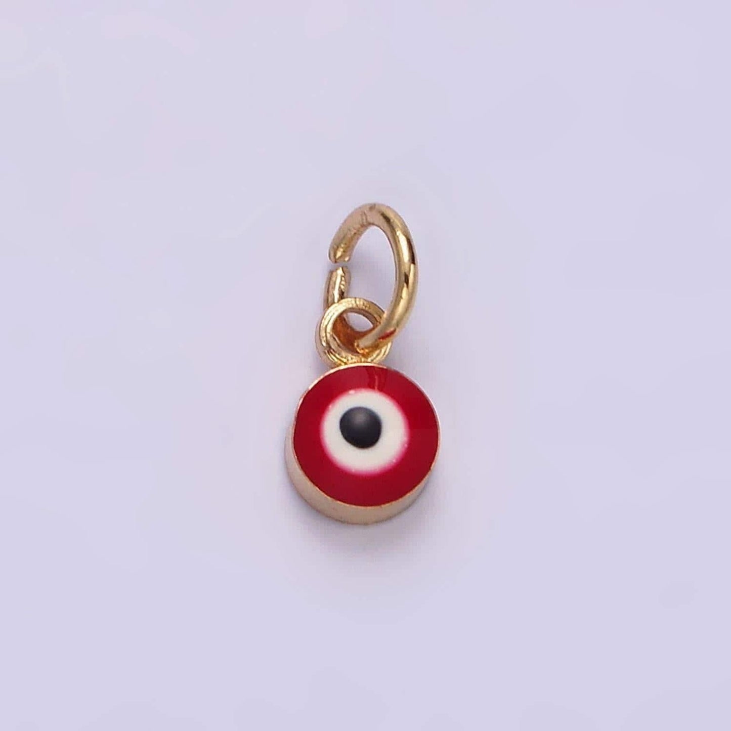 14k gold filled white, blue evil eye enamel 4mm round charm | n1151 n1152