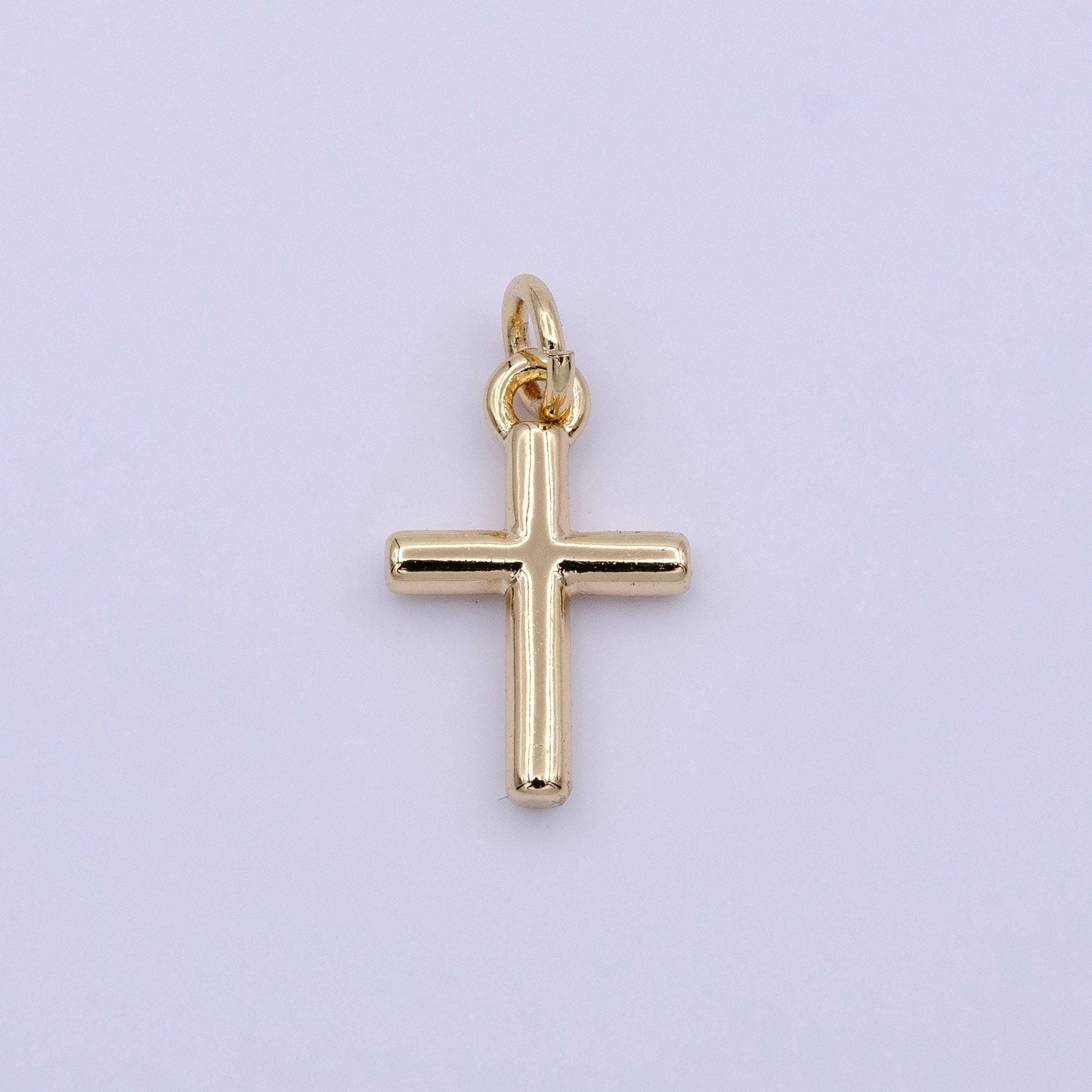 Mini 18k gold filled cross charm, dainty minimalist cross pendant, diy fashion jewelry making supply for necklace bracelet earring | ac-1140