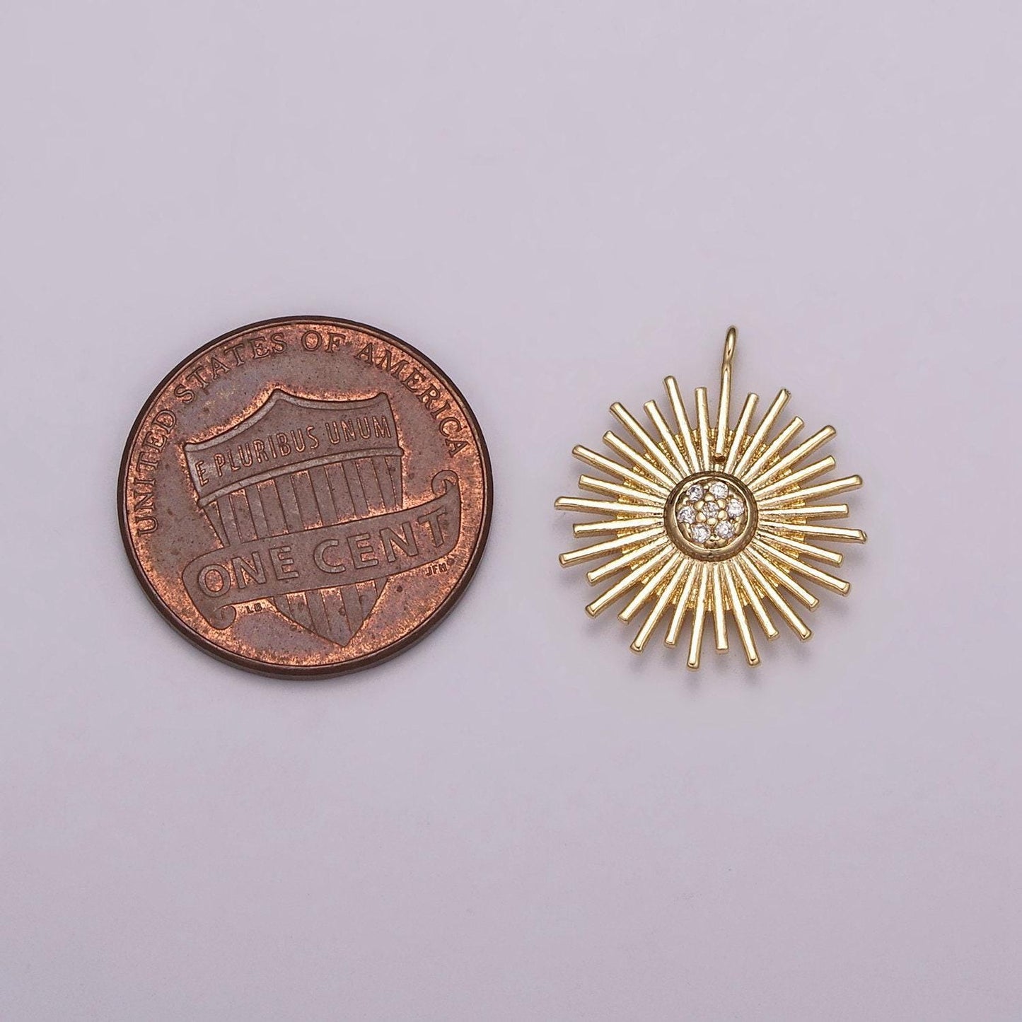 Mini gold sun burst charm sun rays celestial charm sunburst cz for necklace earring bracelet component | e-624