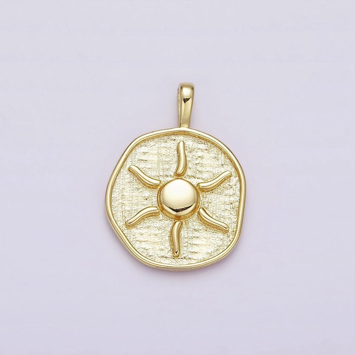 16k gold filled sun charm bohemian yoga coin round pendant | aa630