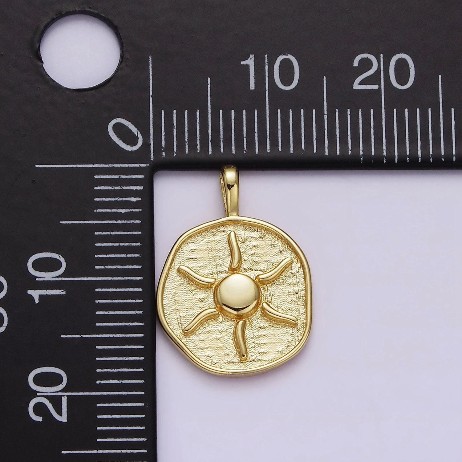 16k gold filled sun charm bohemian yoga coin round pendant | aa630