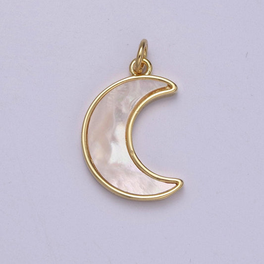 Dainty crescent moon pendant shell pearl moon charm 14k gold filled jewelry supplies e-336