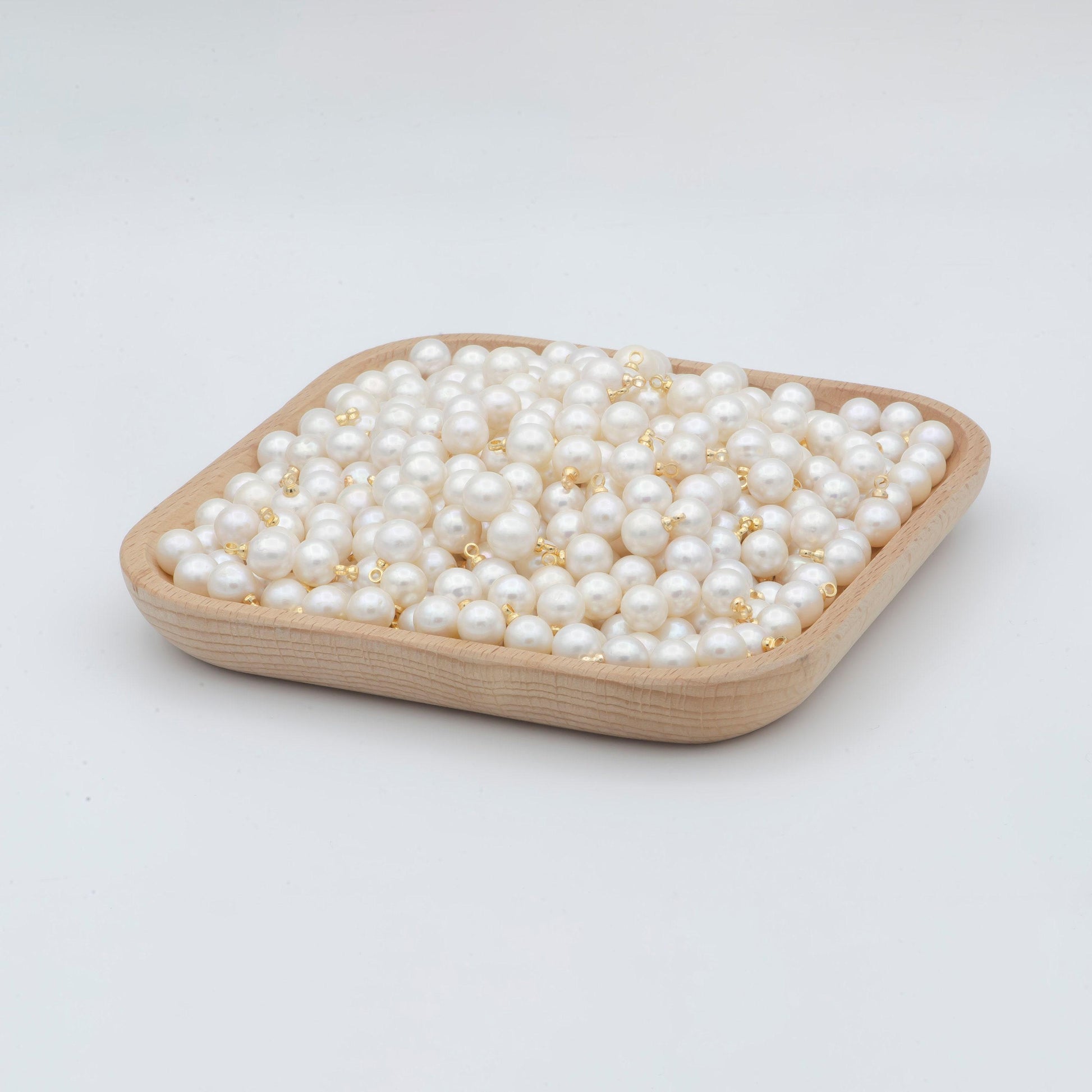 Freshwater pearl white round pearl ball gold filled charms p-1822