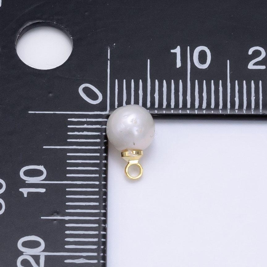 Mini sphere 9mm white freshwater pearl 24k gold filled charm | p-1883