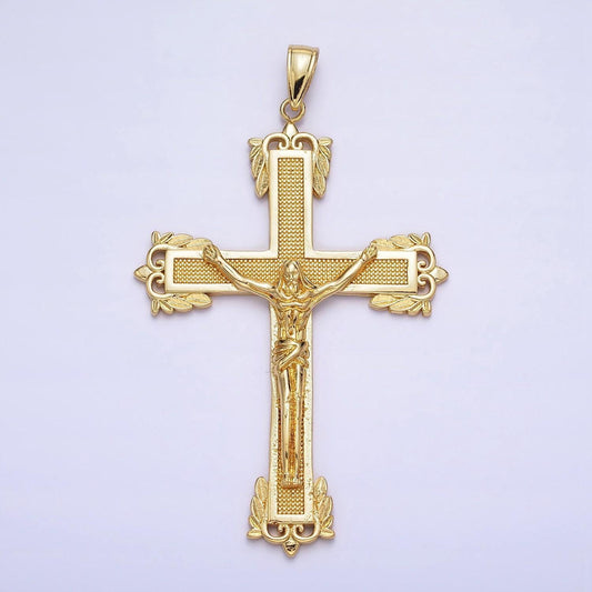 Big statement 24k gold filled dotted textured jesus crucifix cross religious pendant | aa203