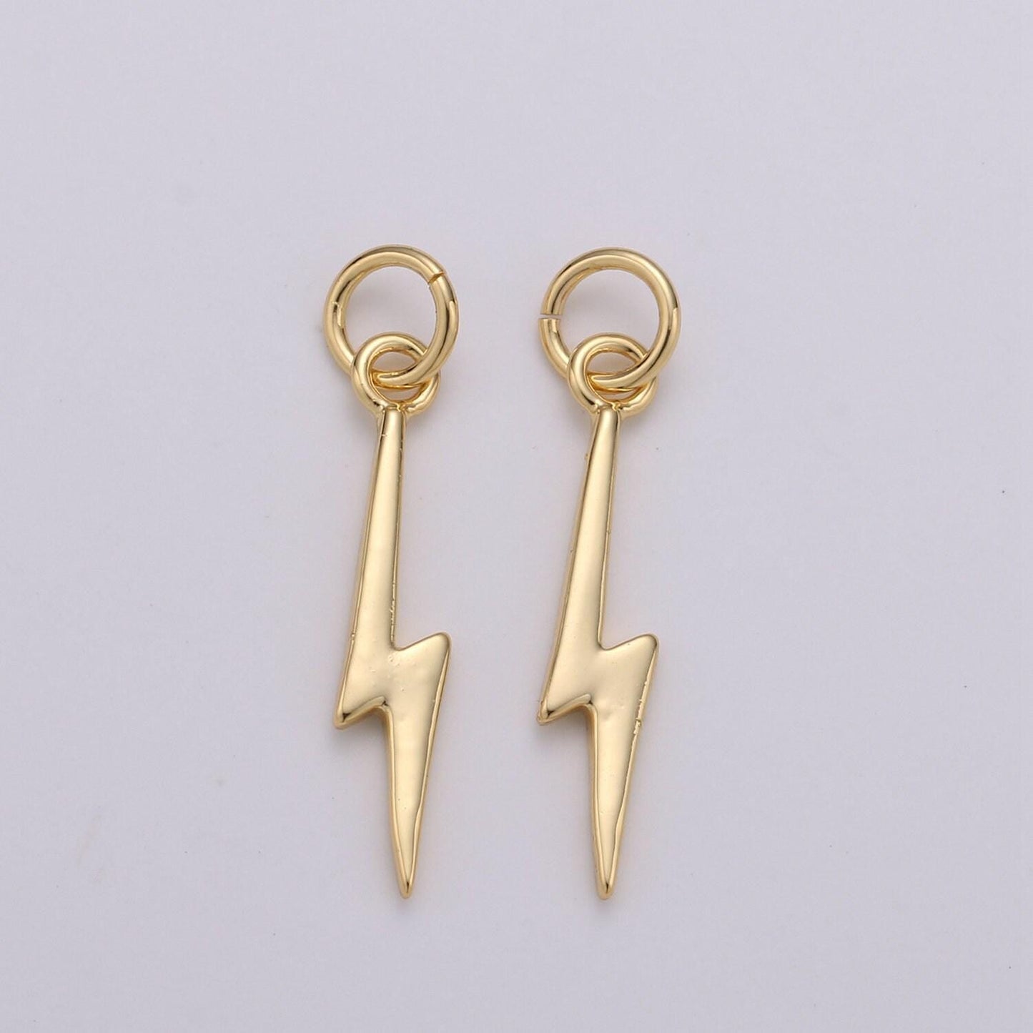 1x gold lightning bolt charms,silver bolt,wizard charm,thunder pendant 22 x 5mmdainty charm for necklace bracelet earring supply d355