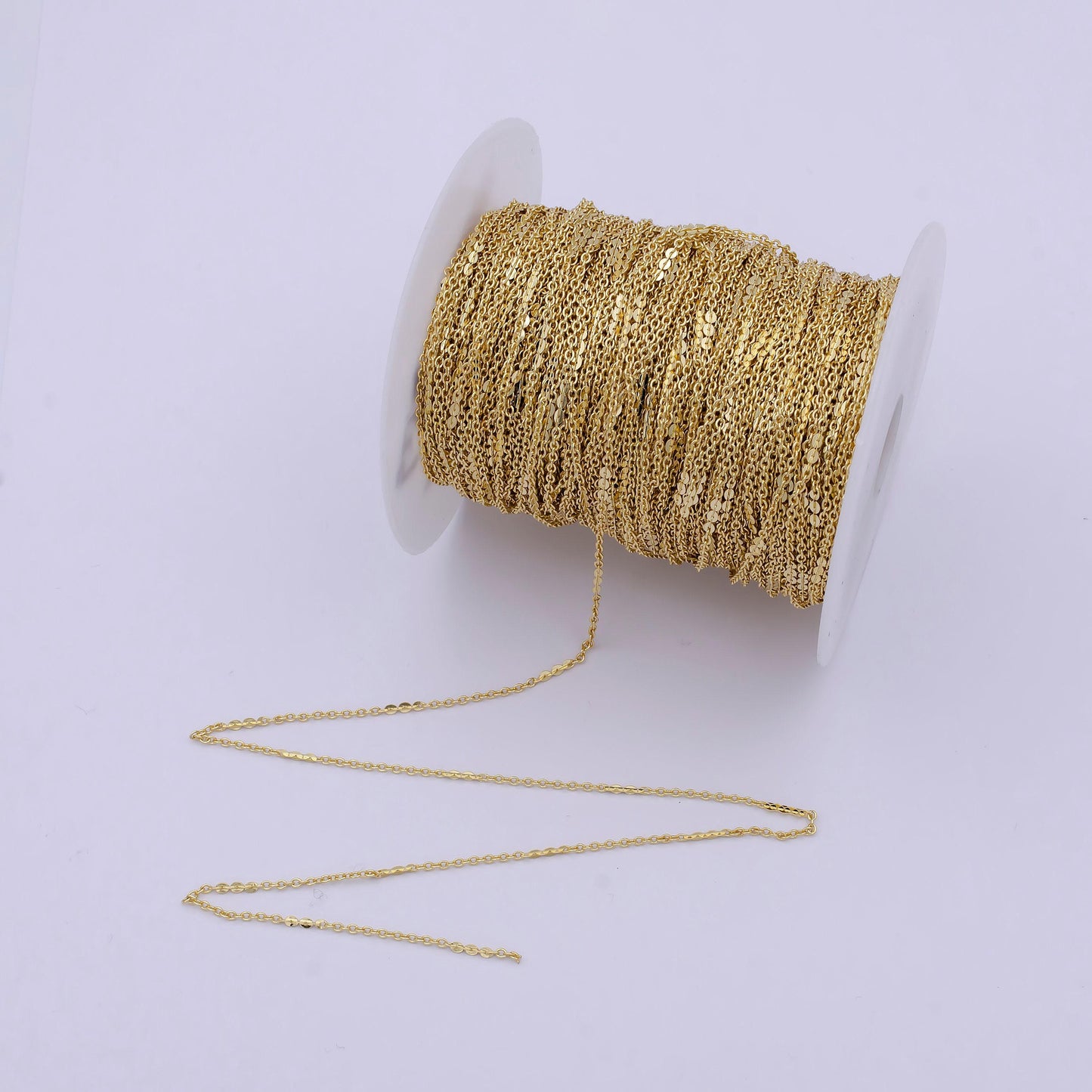 Dainty 1.5mm link chain, 24k gold filled cable unfinished chain in gold for dainty jewelry making | roll-692