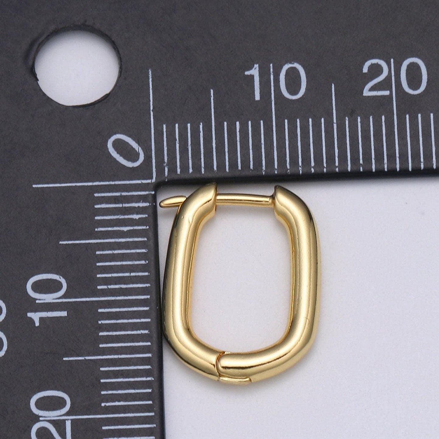 Simple gold lever backs earring, paperclip fish loop earring, oblong gold micro pave earring for diy earring - 1419