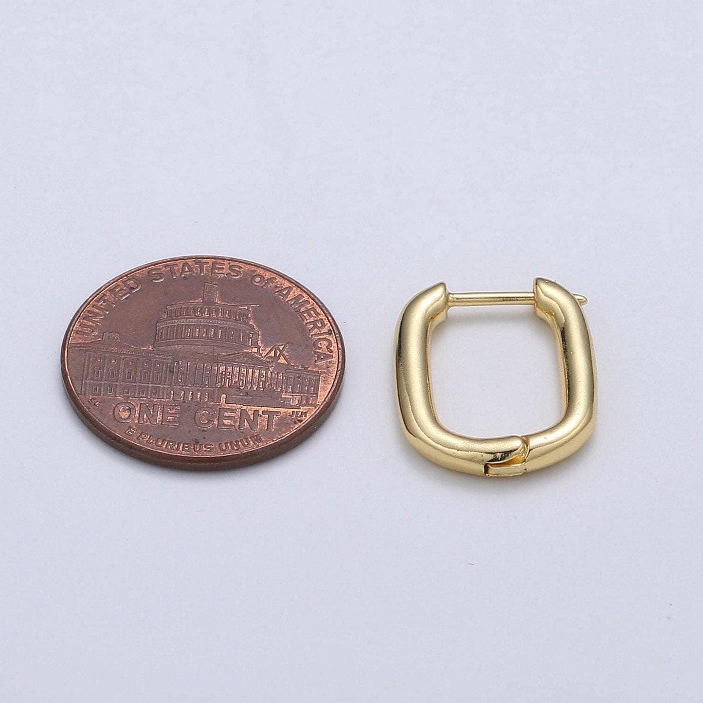 Simple gold lever backs earring, paperclip fish loop earring, oblong gold micro pave earring for diy earring - 1419