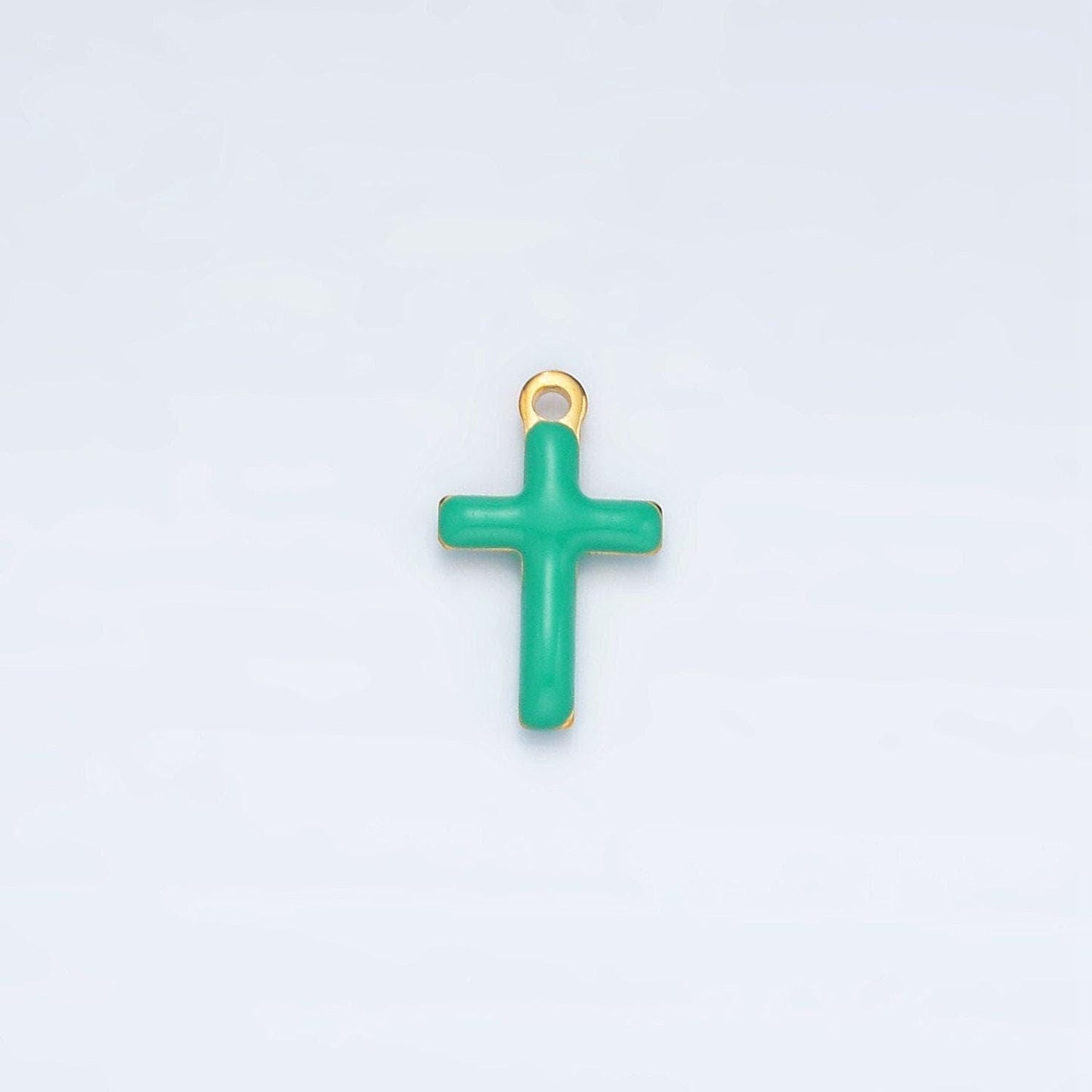 Tiny enamel gold charms double sided cross enamel stainless steel for charm bar teal pink white charm for bracelet necklace p1020