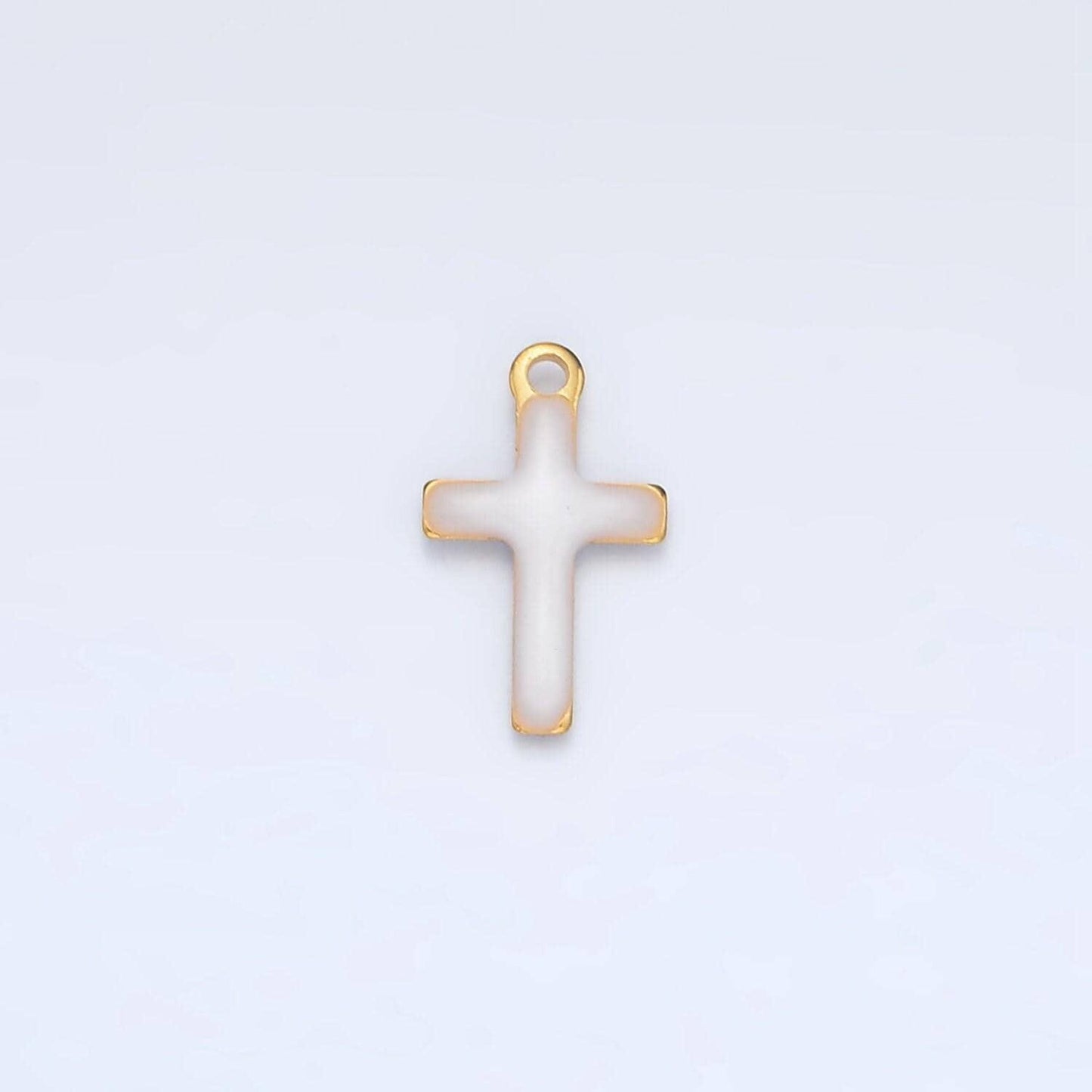 Tiny enamel gold charms double sided cross enamel stainless steel for charm bar teal pink white charm for bracelet necklace p1020