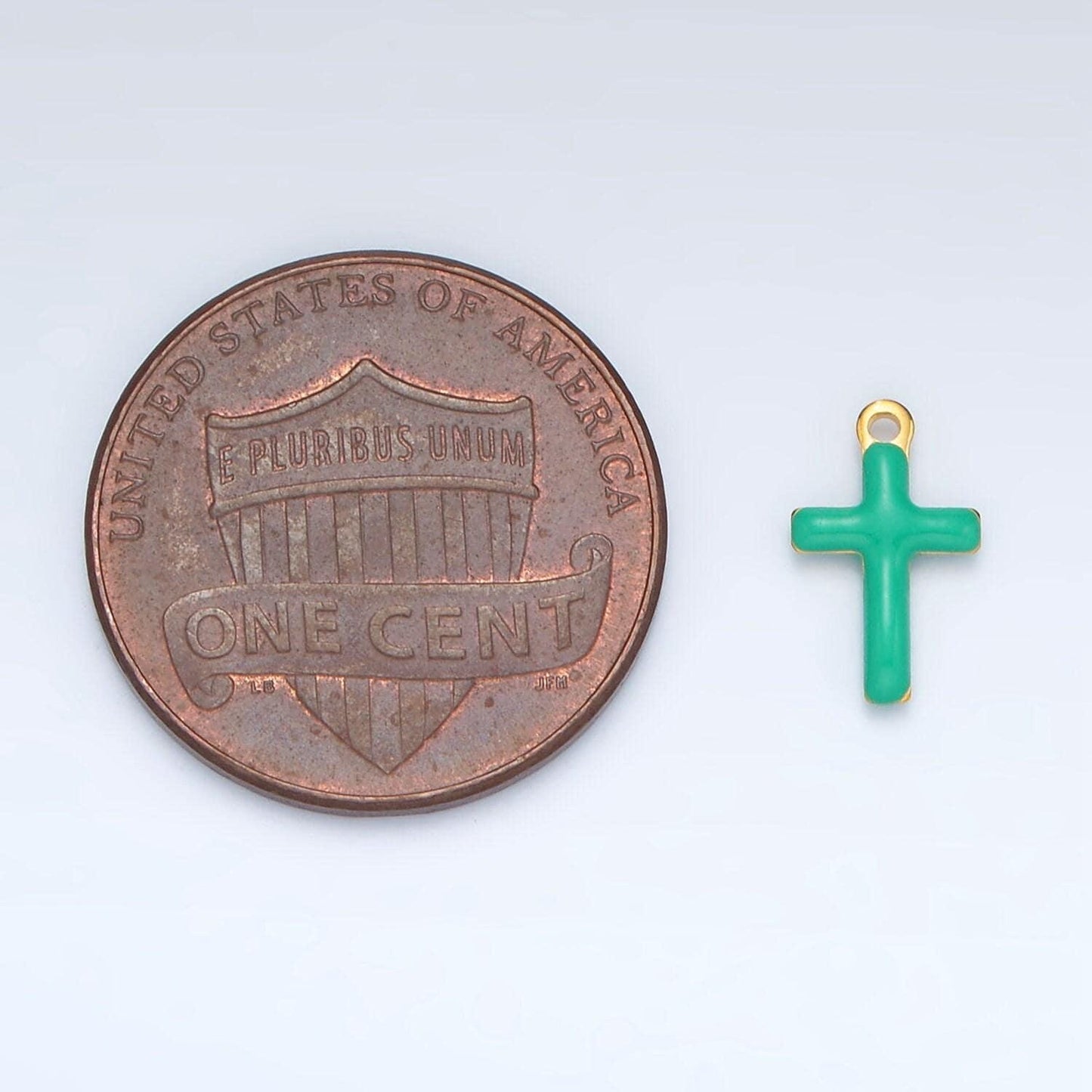Tiny enamel gold charms double sided cross enamel stainless steel for charm bar teal pink white charm for bracelet necklace p1020