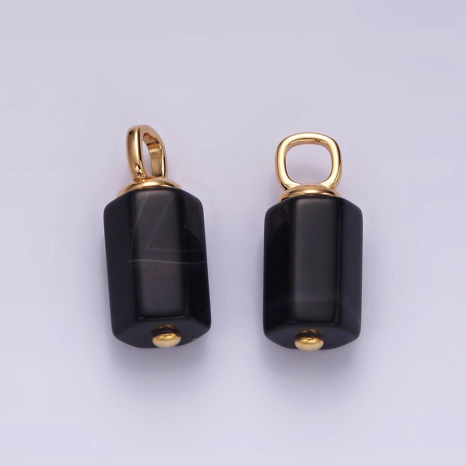 14k gold filled 20mm black onyx tube pendant | n1992