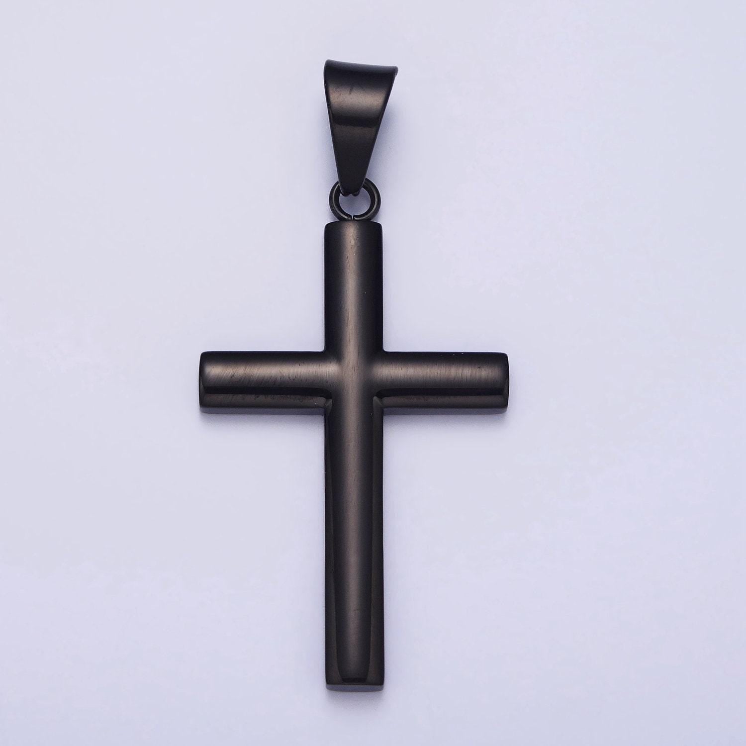 Stainless steel 29.3mm dark black cross pendant for religious jewelry making for men | p1161