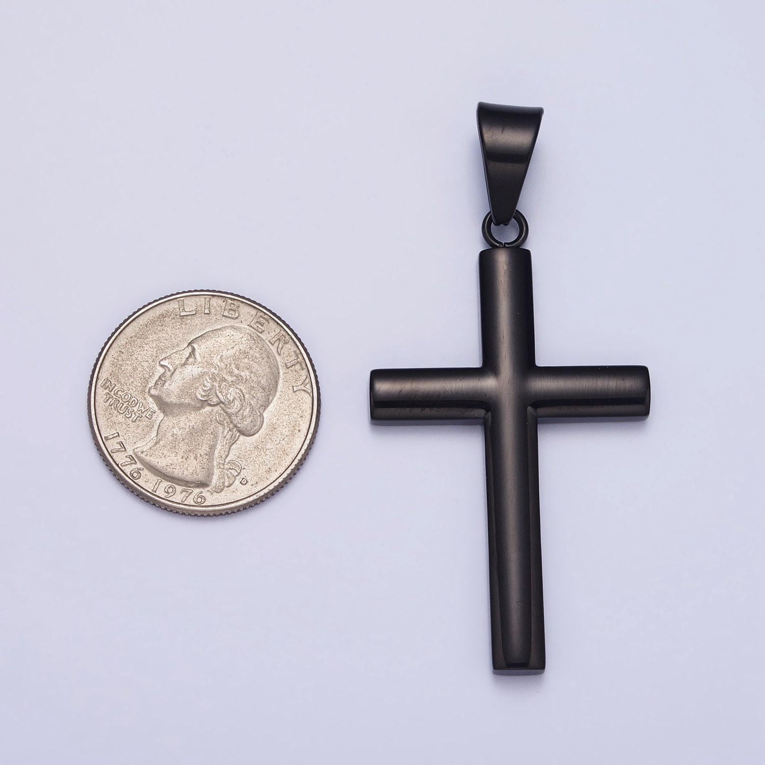 Stainless steel 29.3mm dark black cross pendant for religious jewelry making for men | p1161