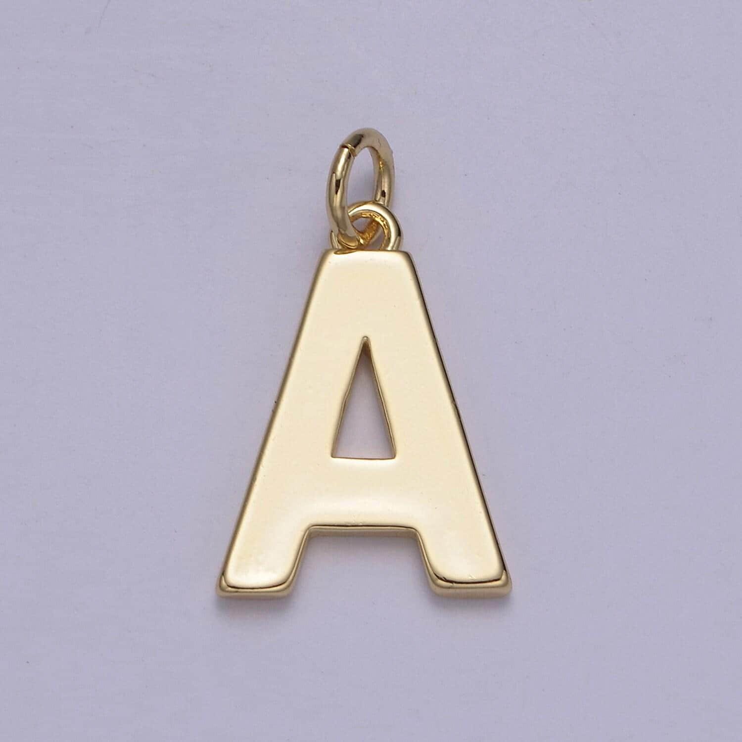 14k gold filled minimalist font initial letters pendant charm wholesale jewelry supply personalized alphabet name findings "big"