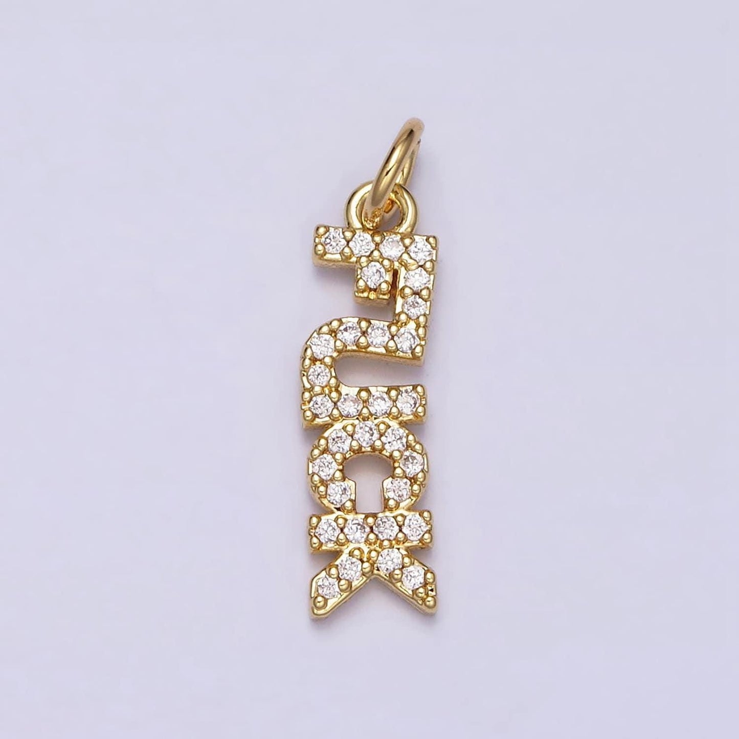 Dainty gold filled fuck charm for necklace bracelet earring micro pave word fuck pendant jewelry swear word trend jewelry ac1329