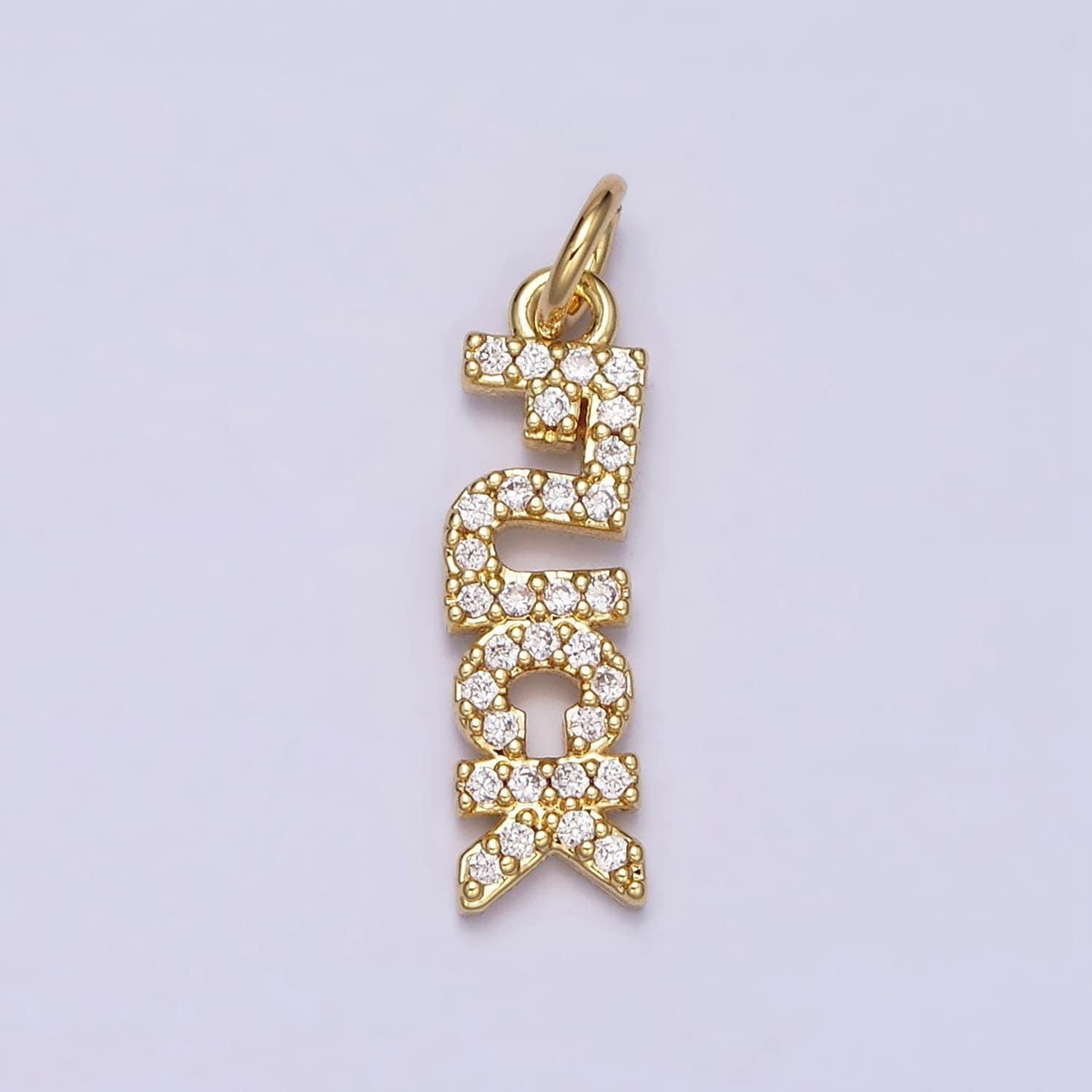 Dainty gold filled fuck charm for necklace bracelet earring micro pave word fuck pendant jewelry swear word trend jewelry ac1329