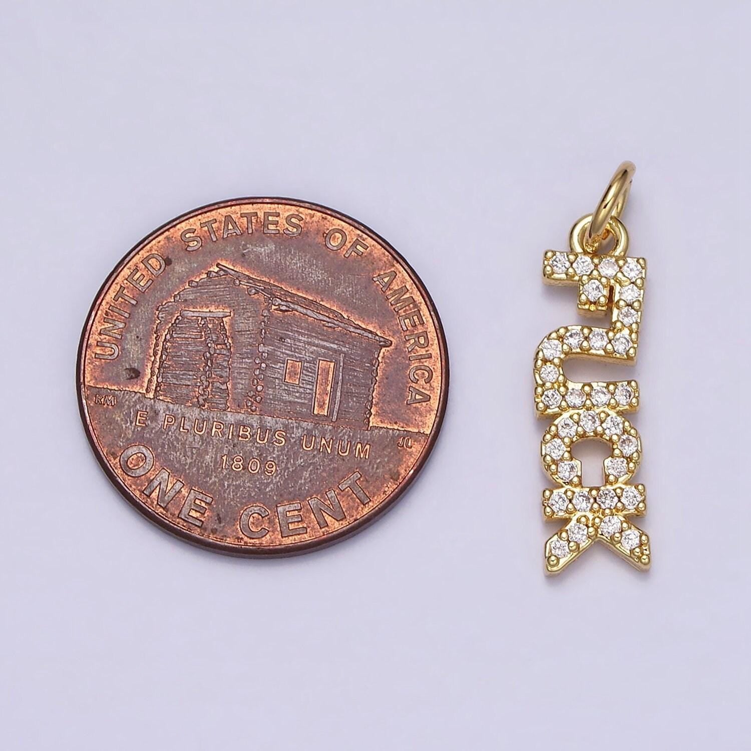 Dainty gold filled fuck charm for necklace bracelet earring micro pave word fuck pendant jewelry swear word trend jewelry ac1329