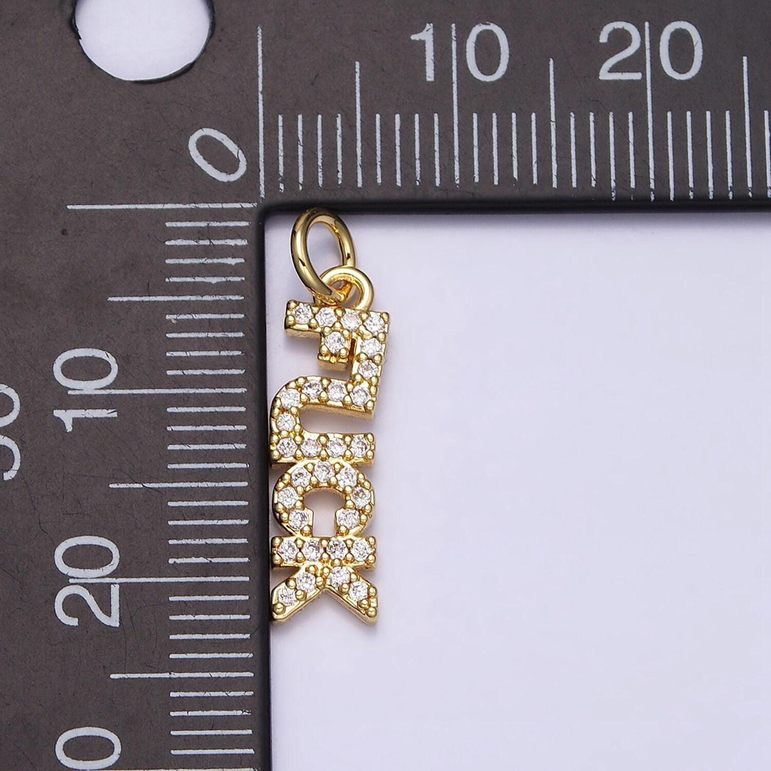 Dainty gold filled fuck charm for necklace bracelet earring micro pave word fuck pendant jewelry swear word trend jewelry ac1329