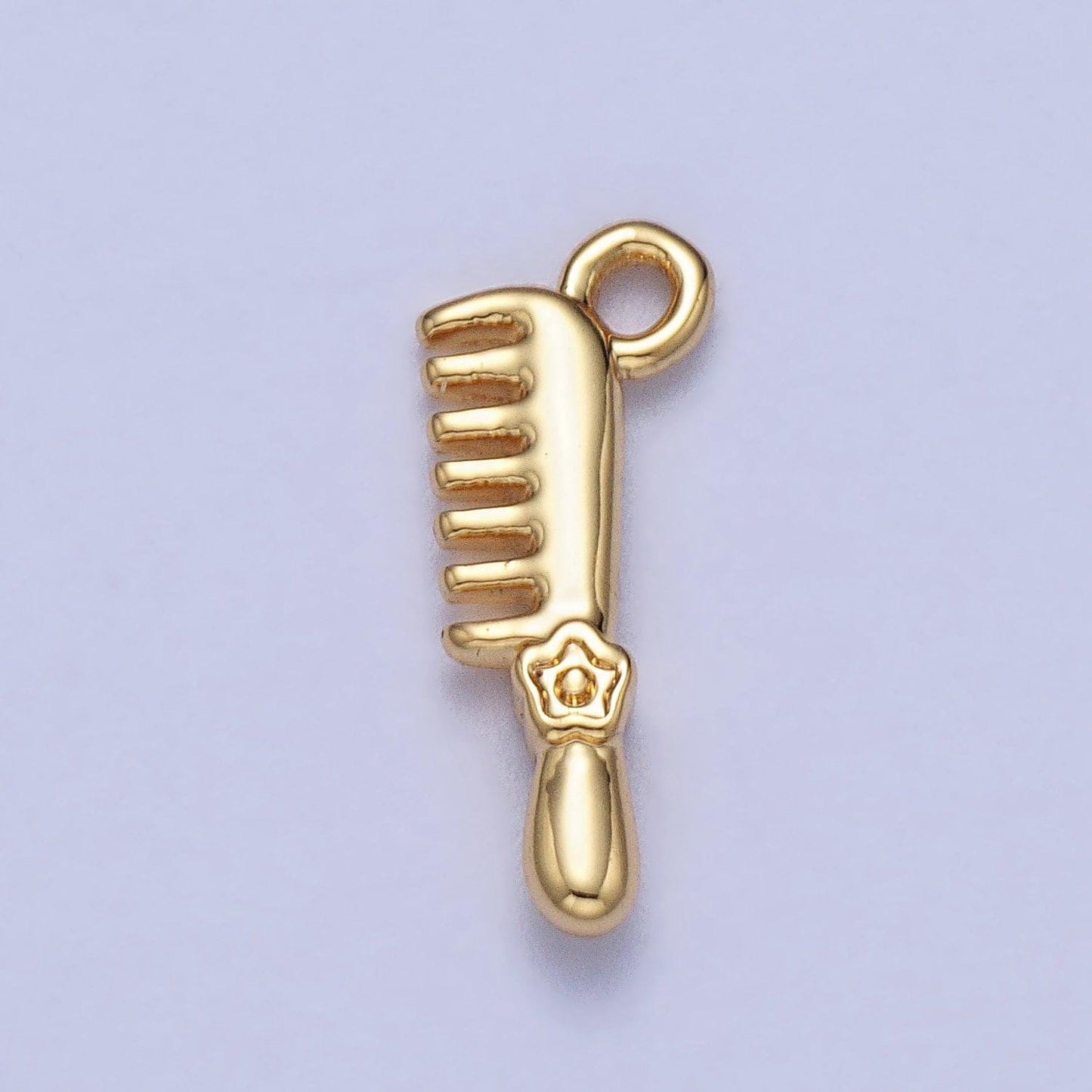 Mini hair comb charm in gold plated silver comb charm hair stylist comb charm miniature comb charm