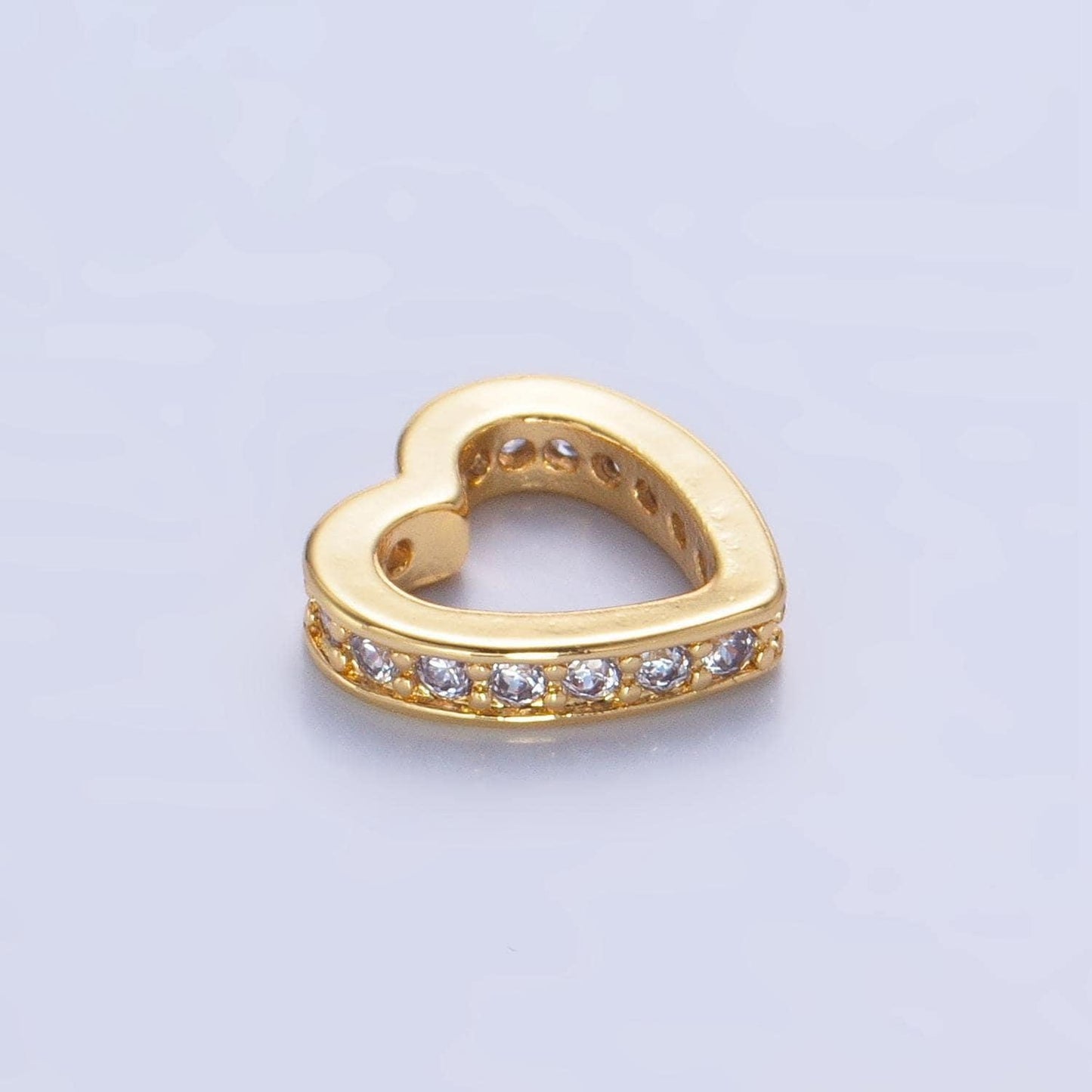 Gold micro pave heart beads charms 24k gold filled heart spacer beads bracelet necklace for diy jewelry making supply b087