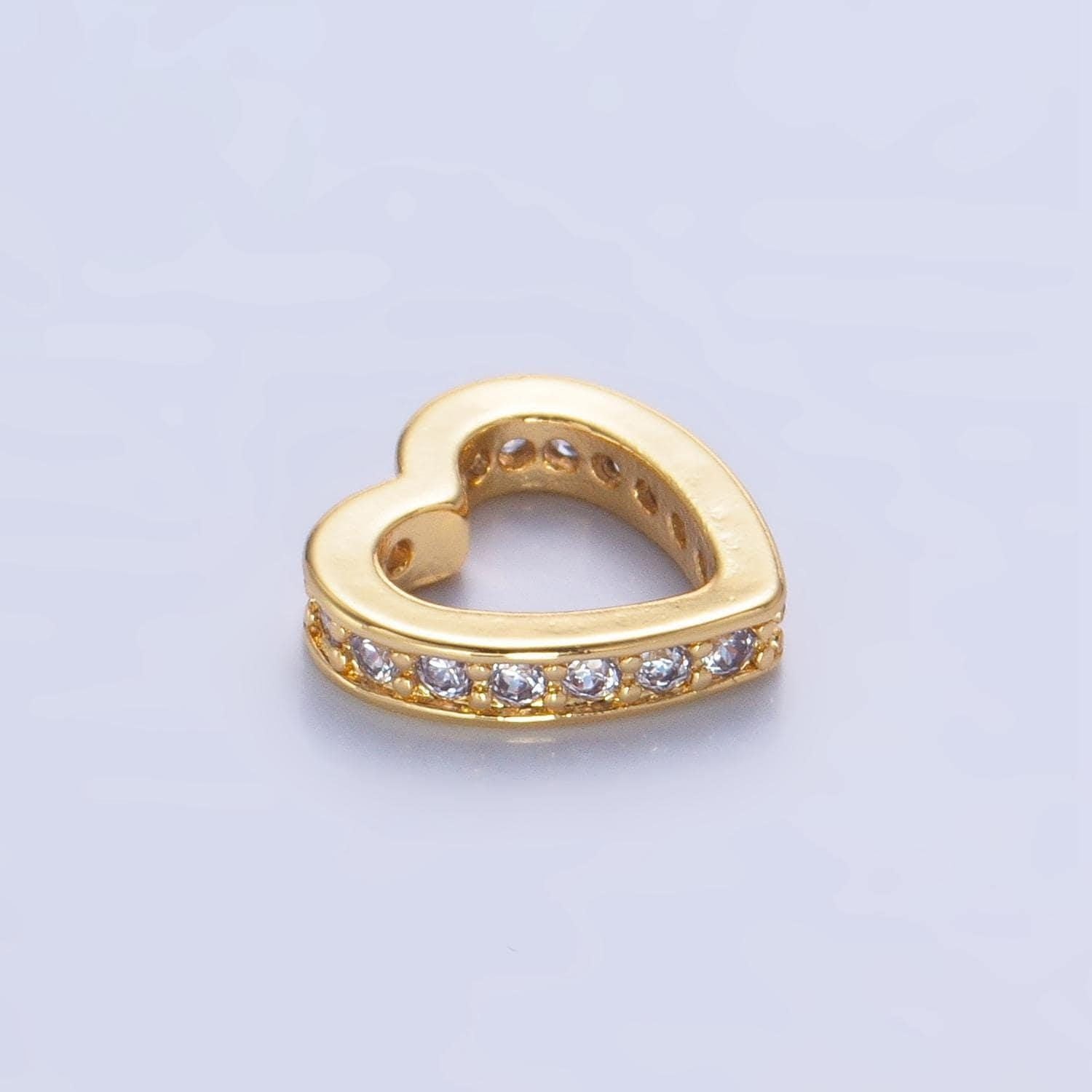 Gold micro pave heart beads charms 24k gold filled heart spacer beads bracelet necklace for diy jewelry making supply b087