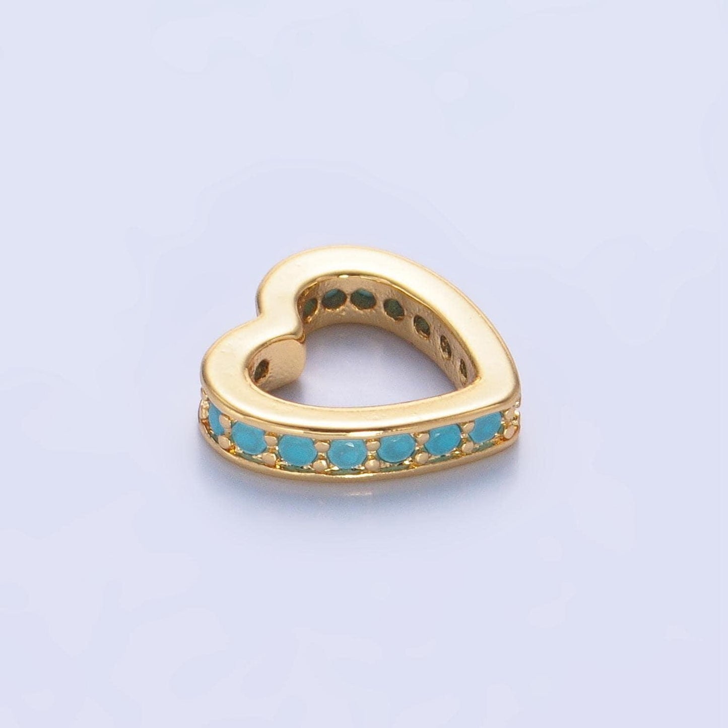 Gold micro pave heart beads charms 24k gold filled heart spacer beads bracelet necklace for diy jewelry making supply b087