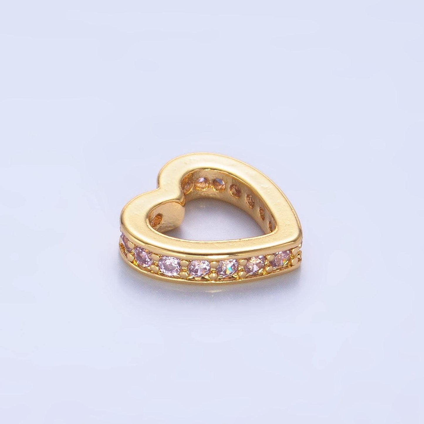 Gold micro pave heart beads charms 24k gold filled heart spacer beads bracelet necklace for diy jewelry making supply b087
