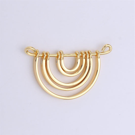 Gold filled rainbow shape charm for necklace pendant double bail dual loop charm for jewelry making supply gold rainbow link connector f319,