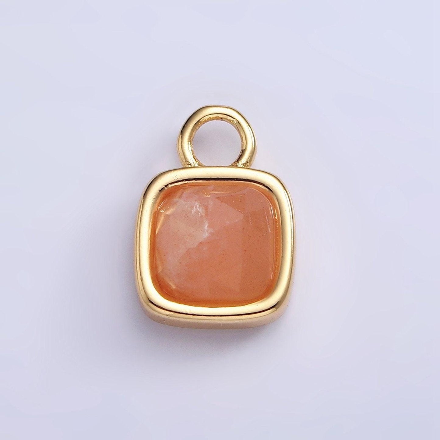 16k gold filled square multifaceted natural gemstone personalized tag add-on charm birthstone charm earring bracelet supply | ac1466