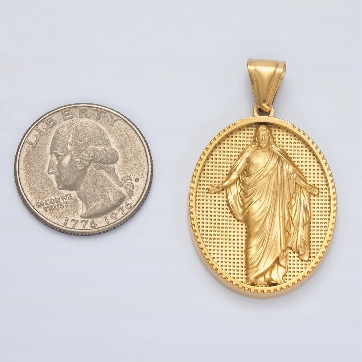Gold stainless steel resurrected jesus pendant risen jesus religious pendant christian catholic jewelry medallion pendant p1467