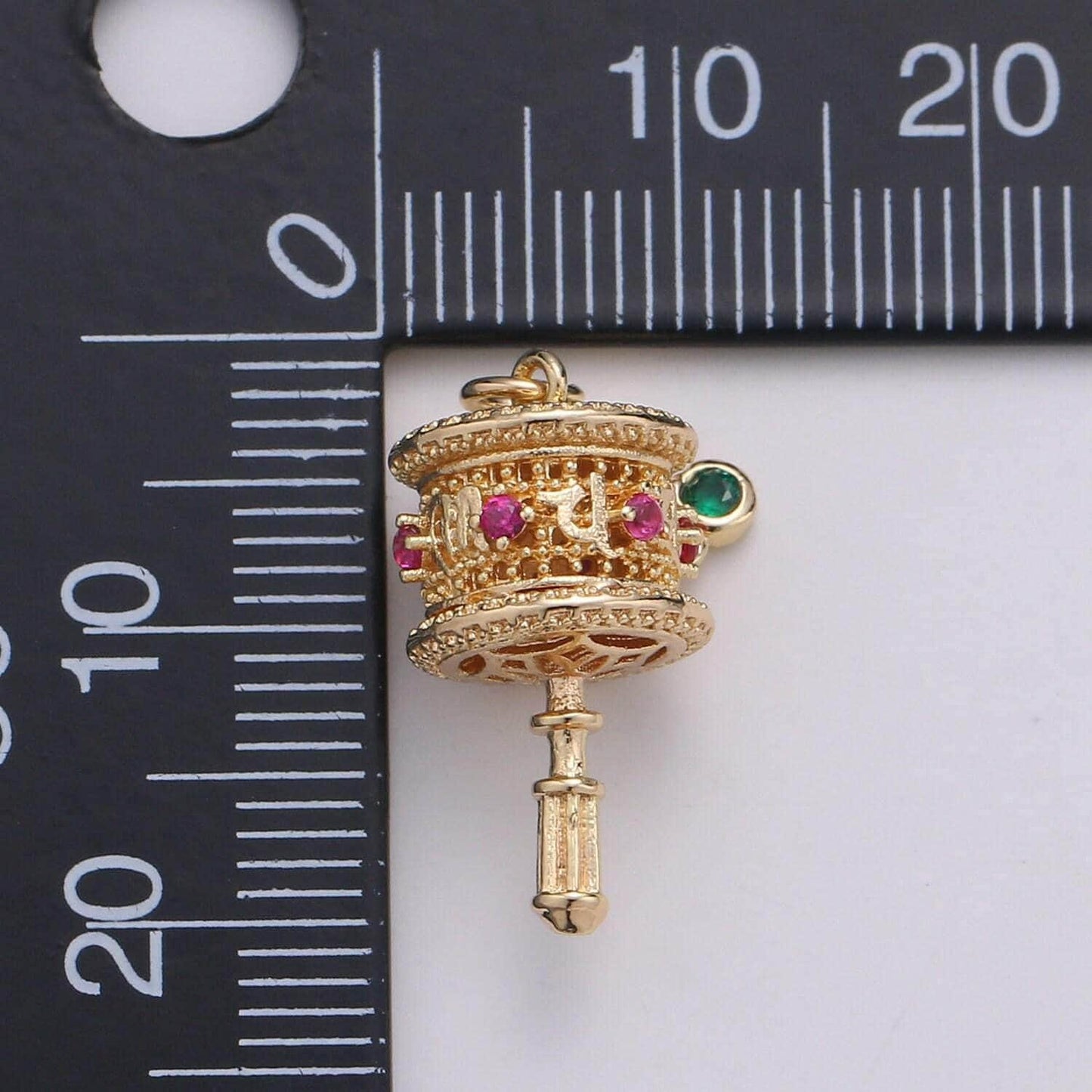 1pc damaru 18k gold micro pave cz music note pendant charm, tibetan musical pendant tradisional music charm for diy jewelry ch-1810
