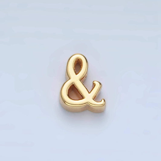 Dainty gold 8mm ampersand bead spacer connector charm small ampersand initial charm pendant, ampersand alphabet b908