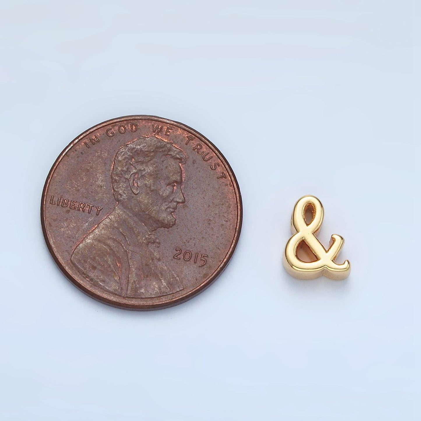 Dainty gold 8mm ampersand bead spacer connector charm small ampersand initial charm pendant, ampersand alphabet b908