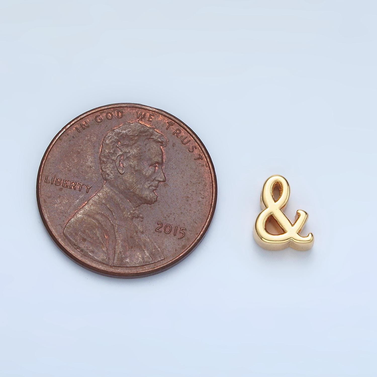 Dainty gold 8mm ampersand bead spacer connector charm small ampersand initial charm pendant, ampersand alphabet b908