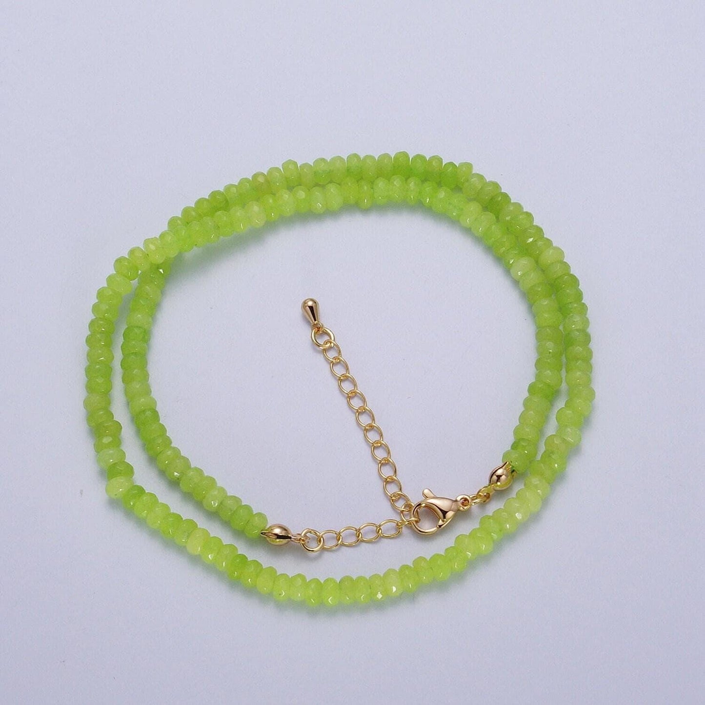 Colorful glass rondelle beads necklace, 4.4mm beads necklace pink green orange handmade gemstone necklace jewelry gift wa1438