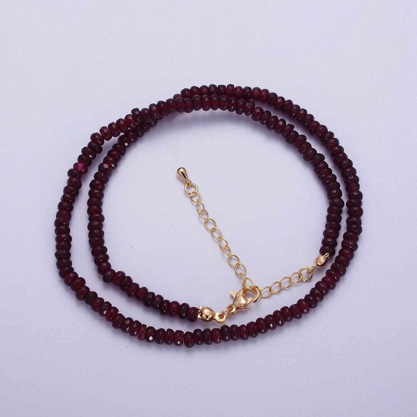 Colorful glass rondelle beads necklace, 4.4mm beads necklace pink green orange handmade gemstone necklace jewelry gift wa1438