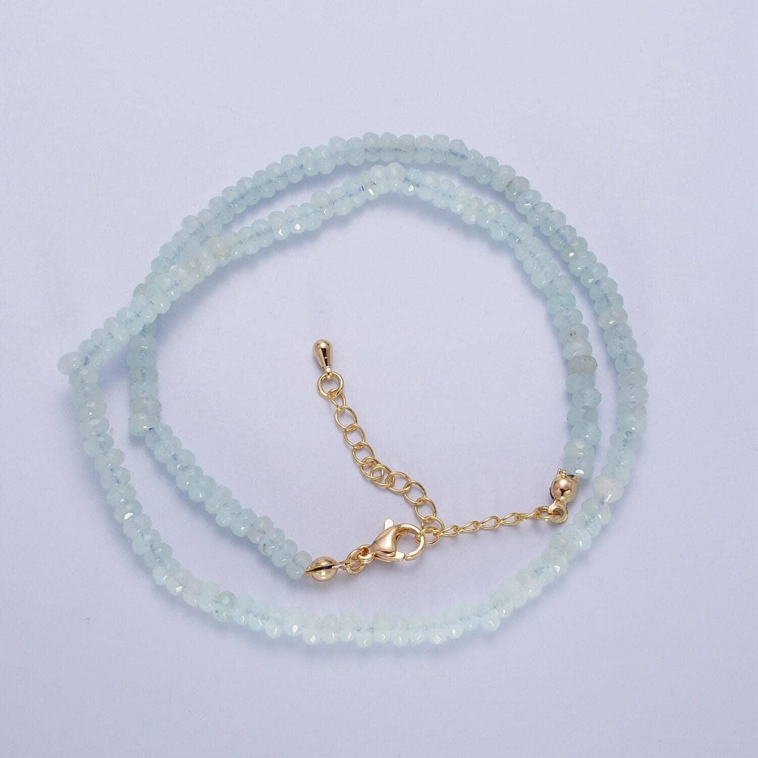 Colorful glass rondelle beads necklace, 4.4mm beads necklace pink green orange handmade gemstone necklace jewelry gift wa1438