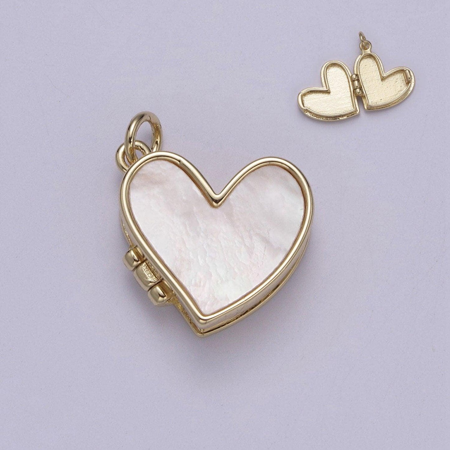 Dainty pearl locket charm necklace 14k gold filled heart locket for personalized photo necklace pendant • pearl jewelry w-193