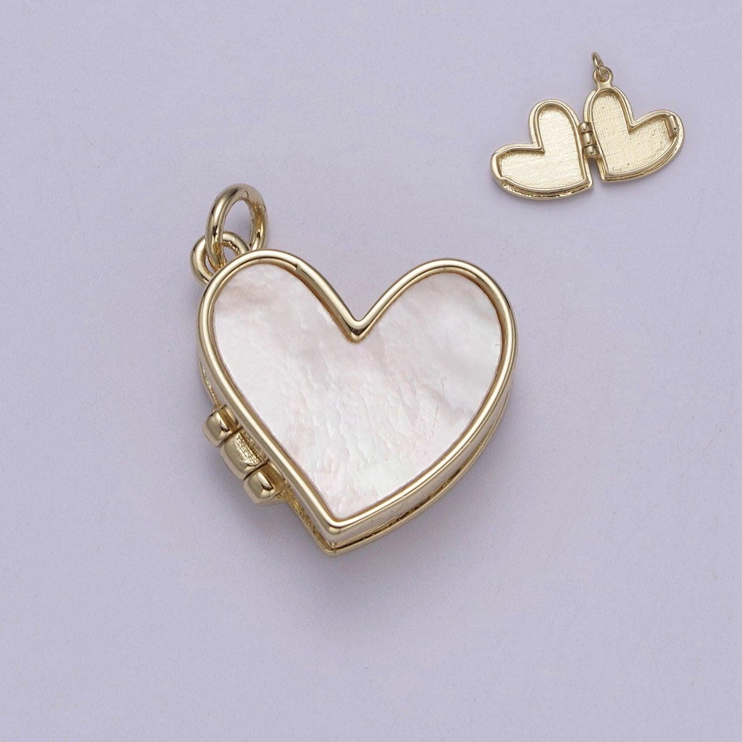 Dainty pearl locket charm necklace 14k gold filled heart locket for personalized photo necklace pendant • pearl jewelry w-193
