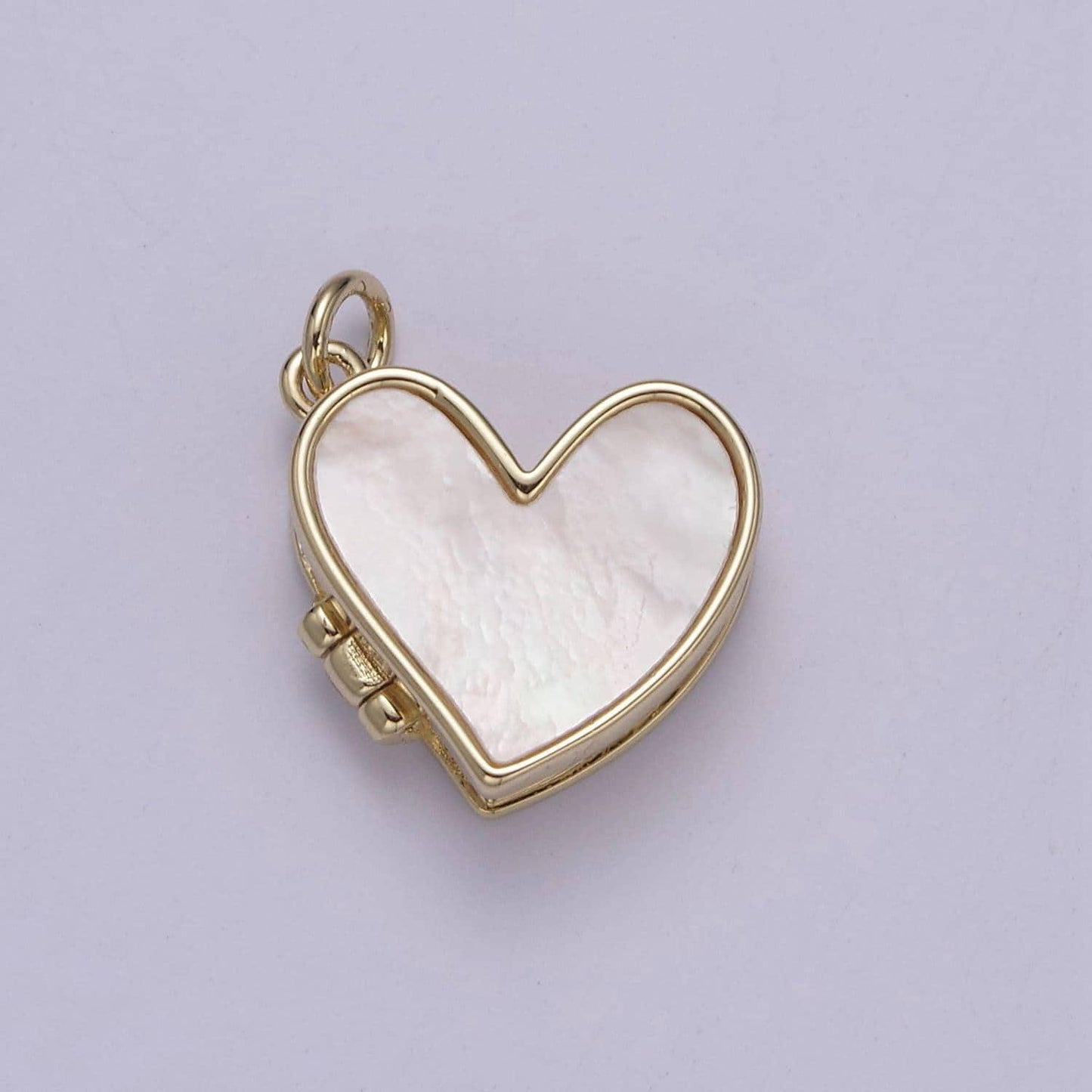 Dainty pearl locket charm necklace 14k gold filled heart locket for personalized photo necklace pendant • pearl jewelry w-193